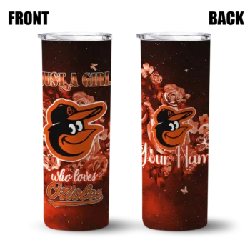 custom baltimore orioles rose romance orange black skinny tumbler fashion forward.webp