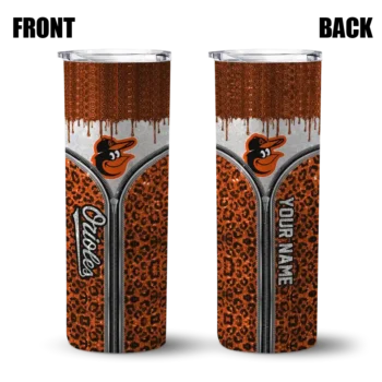custom baltimore orioles sparkle drip orange skinny tumbler fashion forward.webp