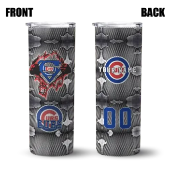 custom chicago cubs chevron v blue gray skinny tumbler fashion forward.webp