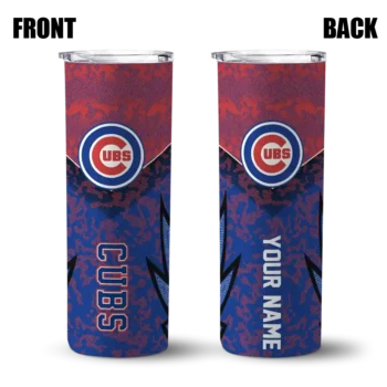 custom chicago cubs spiral burst print blue skinny tumbler fashion forward.webp