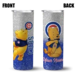 custom chicago cubs winnie the pooh blue gray skinny tumbler best selling.webp