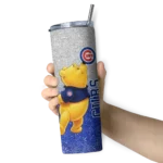 custom chicago cubs winnie the pooh blue gray skinny tumbler best selling.webp