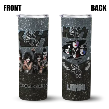 custom chicago white sox kiss band silver skinny tumbler fashion forward.webp