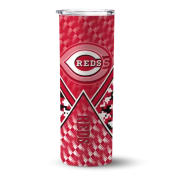 custom cincinnati reds monogram burst red white skinny tumbler best selling.webp