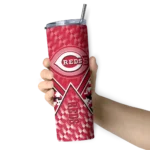 custom cincinnati reds monogram burst red white skinny tumbler best selling.webp