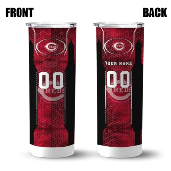 custom cincinnati reds stacked diamond red skinny tumbler fashion forward.webp