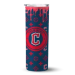 custom cleveland guardians camo streak navy blue skinny tumbler best selling.webp