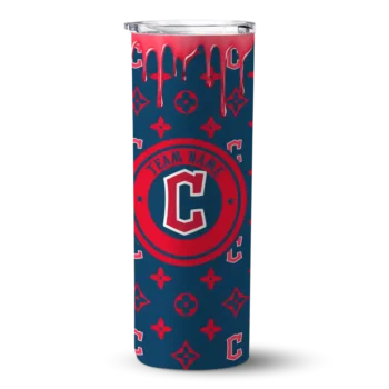 custom cleveland guardians camo streak navy blue skinny tumbler best selling.webp