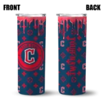custom cleveland guardians camo streak navy blue skinny tumbler best selling.webp