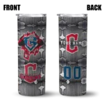 custom cleveland guardians chevron v navy blue gray skinny tumbler best selling 2.webp