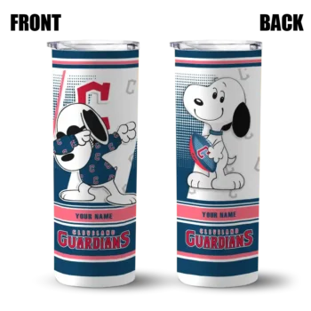 custom cleveland guardians snoopy dog navy blue white skinny tumbler fashion forward.webp