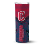 custom cleveland guardians spiral burst print navy blue skinny tumbler best selling.webp