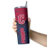 custom cleveland guardians spiral burst print navy blue skinny tumbler best selling.webp
