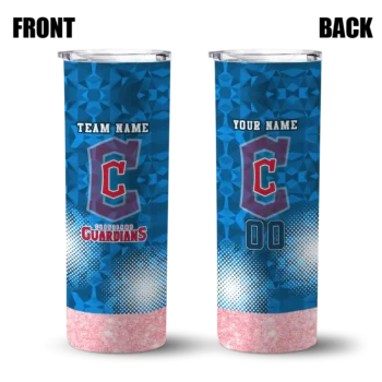 custom cleveland guardians starburst tiles navy blue skinny tumbler fashion forward.webp
