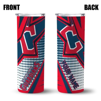 custom cleveland guardians web stripes navy blue white skinny tumbler fashion forward.webp
