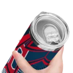 custom cleveland guardians web stripes navy blue white skinny tumbler best selling.webp