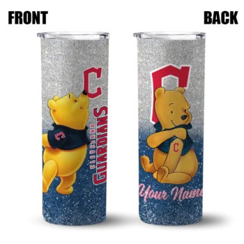 custom cleveland guardians winnie the pooh navy blue gray skinny tumbler fashion forward.webp