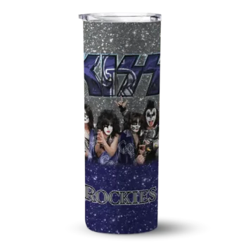 custom colorado rockies kiss band silver skinny tumbler best selling.webp
