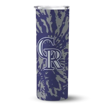 custom colorado rockies metallic grid blue skinny tumbler best selling.webp