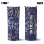 custom colorado rockies metallic grid blue skinny tumbler best selling.webp