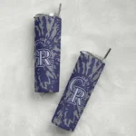 custom colorado rockies metallic grid blue skinny tumbler best selling.webp