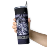 custom colorado rockies rose romance blue black skinny tumbler best selling.webp
