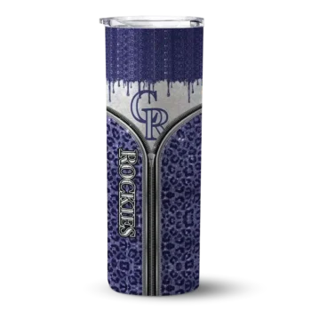 custom colorado rockies sparkle drip blue skinny tumbler best selling.webp