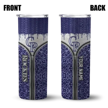 custom colorado rockies sparkle drip blue skinny tumbler fashion forward.webp