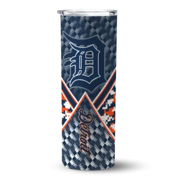 custom detroit tigers monogram burst navy white skinny tumbler best selling.webp