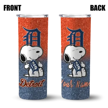 custom detroit tigers snoopy attitude navy skinny tumbler fashion forward.webp