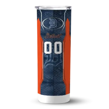 custom detroit tigers stacked diamond navy skinny tumbler best selling.webp