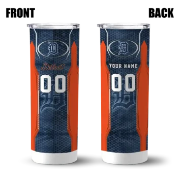 custom detroit tigers stacked diamond navy skinny tumbler fashion forward.webp