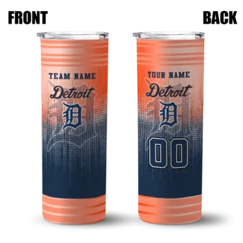 custom detroit tigers swirl texture navy skinny tumbler fashion forward.webp