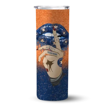 custom houston astros sparkle lips blue skinny tumbler best selling.webp