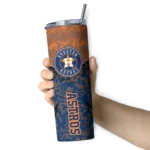 custom houston astros spiral burst print blue skinny tumbler best selling.webp