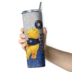 custom houston astros winnie the pooh blue gray skinny tumbler best selling.webp
