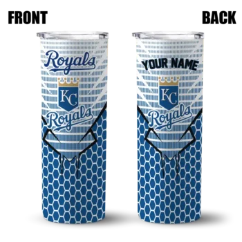 custom kansas city royals chevron stripes royal blue skinny tumbler fashion forward.webp