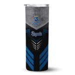 custom kansas city royals hexagon honeycomb royal blue black skinny tumbler best selling.webp
