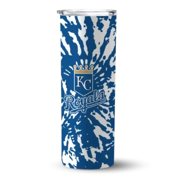 custom kansas city royals metallic grid royal blue skinny tumbler best selling.webp