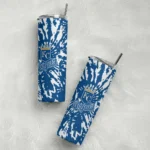 custom kansas city royals metallic grid royal blue skinny tumbler best selling.webp