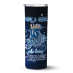 custom kansas city royals rose romance royal blue black skinny tumbler best selling.webp