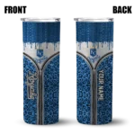 custom kansas city royals sparkle drip royal blue skinny tumbler best selling.webp