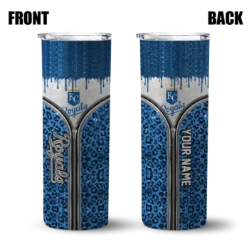 custom kansas city royals sparkle drip royal blue skinny tumbler fashion forward.webp