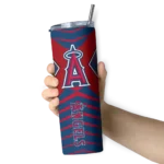 custom los angeles angels camo texture blue skinny tumbler best selling.webp