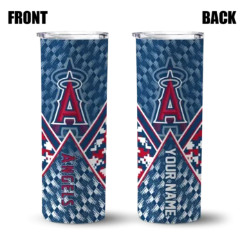 custom los angeles angels monogram burst blue white skinny tumbler fashion forward.webp