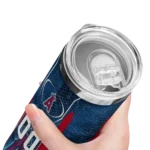 custom los angeles angels stacked diamond blue skinny tumbler best selling.webp