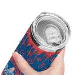 custom los angeles dodgers camo streak blue skinny tumbler best selling.webp