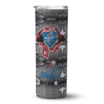 custom los angeles dodgers chevron v blue gray skinny tumbler best selling.webp
