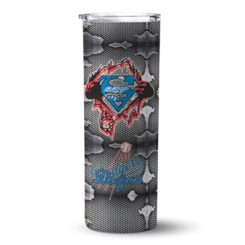 custom los angeles dodgers chevron v blue gray skinny tumbler best selling.webp