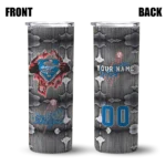 custom los angeles dodgers chevron v blue gray skinny tumbler best selling.webp